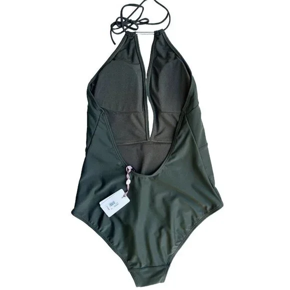 Ted Baker London Pikaa Halter one piece Swimsuit Khaki size 4 = US Size 10 - Picture 3 of 11